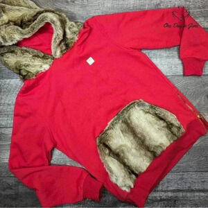 Hudson Outerwear Side Zipper Faux Fur Lined Hoodie Sweatshirt Winter